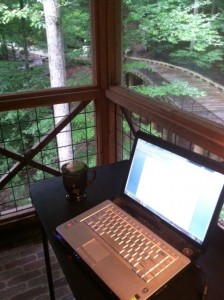 My writing porch, the guesthouse, The Reserve at Lake Keowee Artist-in-Residence, Sunset, SC