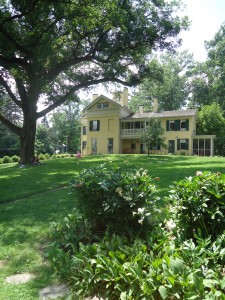 Looking back at the Dickinson House from the gardens
