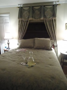 My bed--and wine--at the lovely Northern Lights B&B in Flat Rock, N.C. 