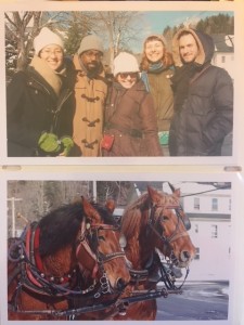 With newfound artist and writer friends, and trusty and gorgeous sleigh horses, in Johnson, Vermont, 2008.